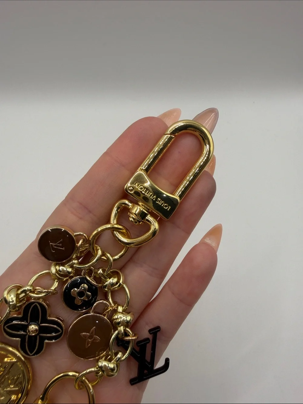 1405. Gold & Brown Monogram Charm Key Chain or Bag Charm.